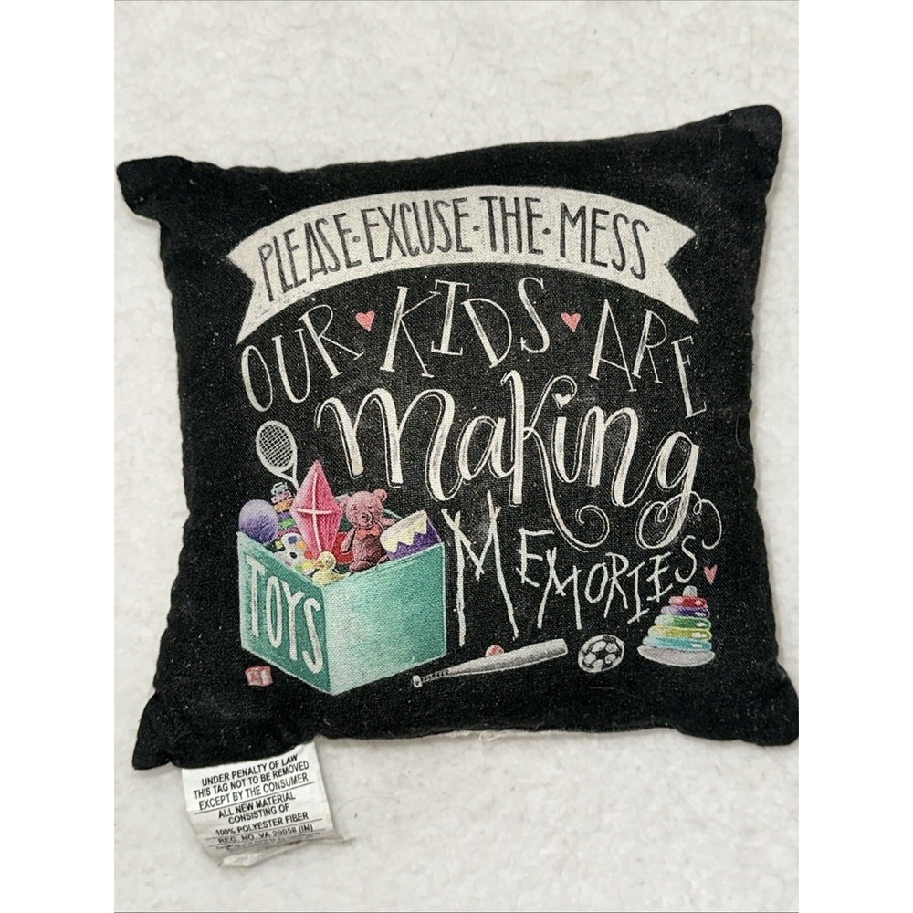Primitives by Kathy Making Memories Kids Toy Box Accent Pillow Black 10x10 29916